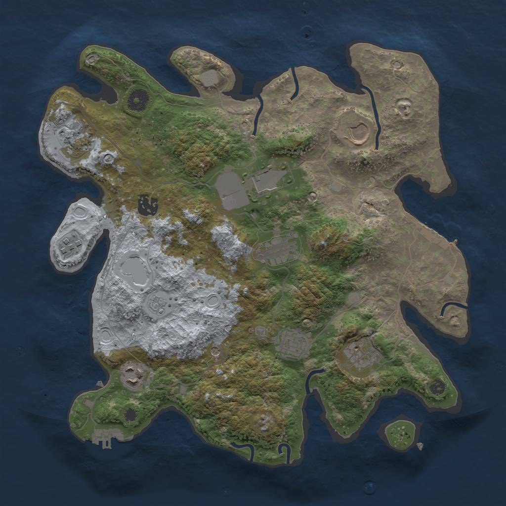 Rust Map: Procedural Map, Size: 3500, Seed: 1380660399, 18 Monuments