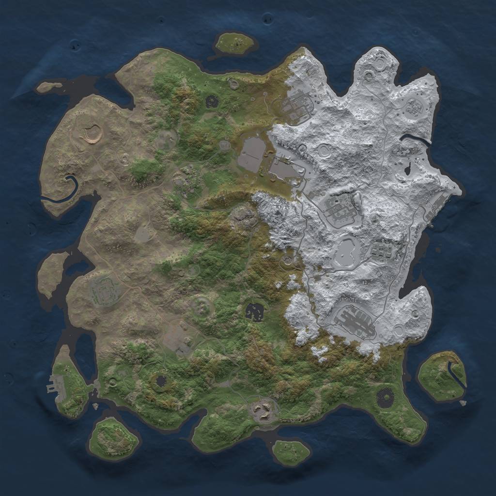 Rust Map: Procedural Map, Size: 3850, Seed: 549253757, 20 Monuments