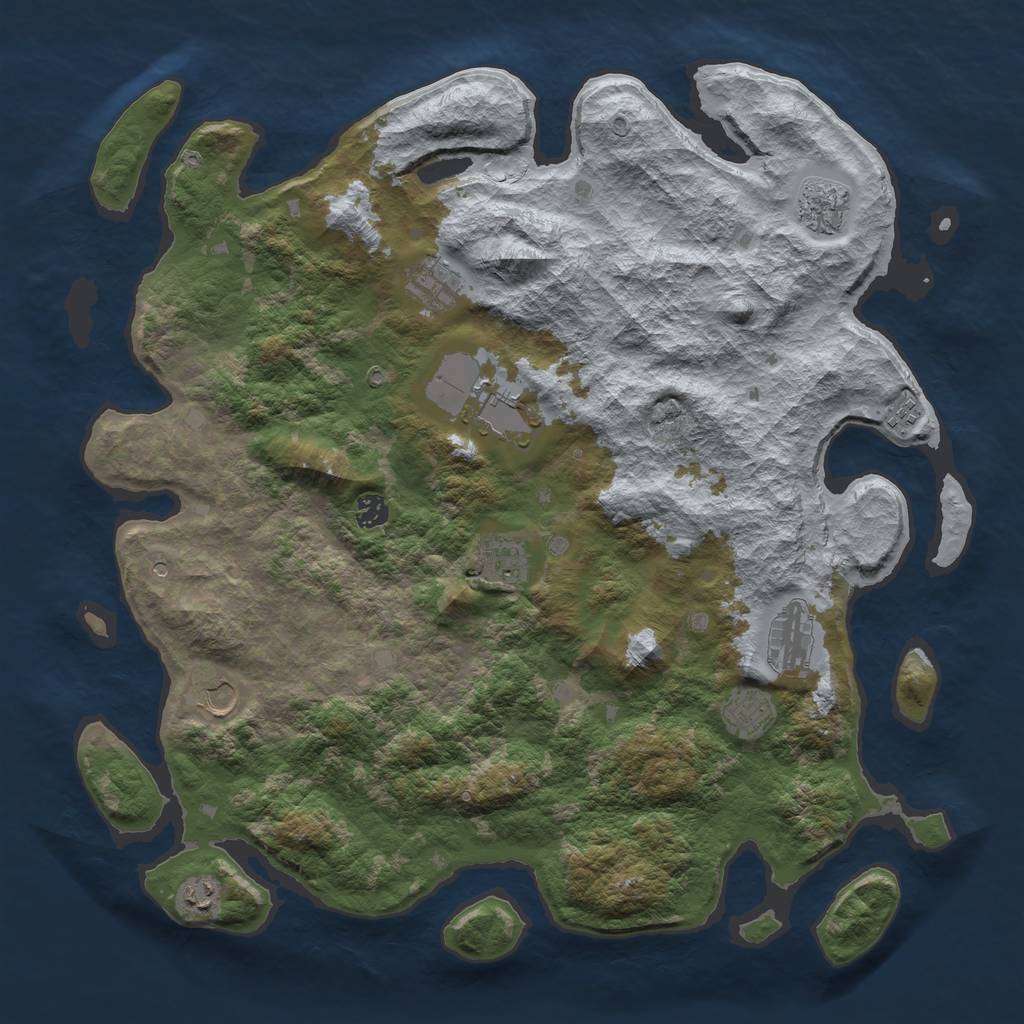 Rust Map: Barren, Size: 4500, Seed: 42069, 13 Monuments