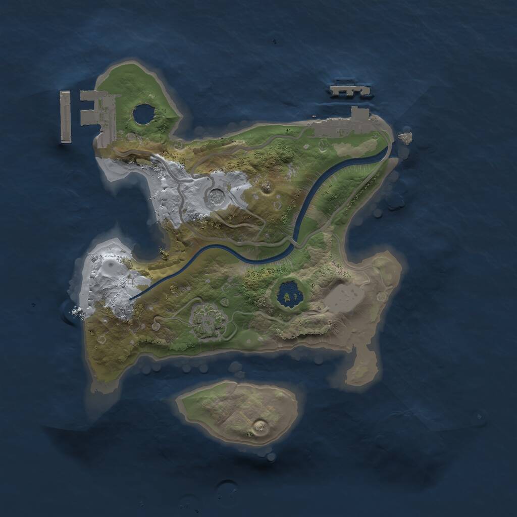 Rust Map: Procedural Map, Size: 2000, Seed: 54897, 5 Monuments