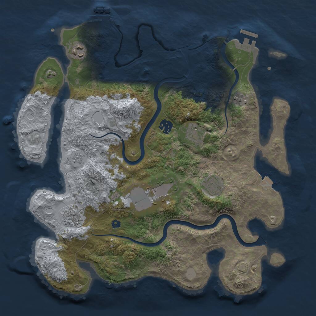 Rust Map: Procedural Map, Size: 3500, Seed: 1300865439, 13 Monuments