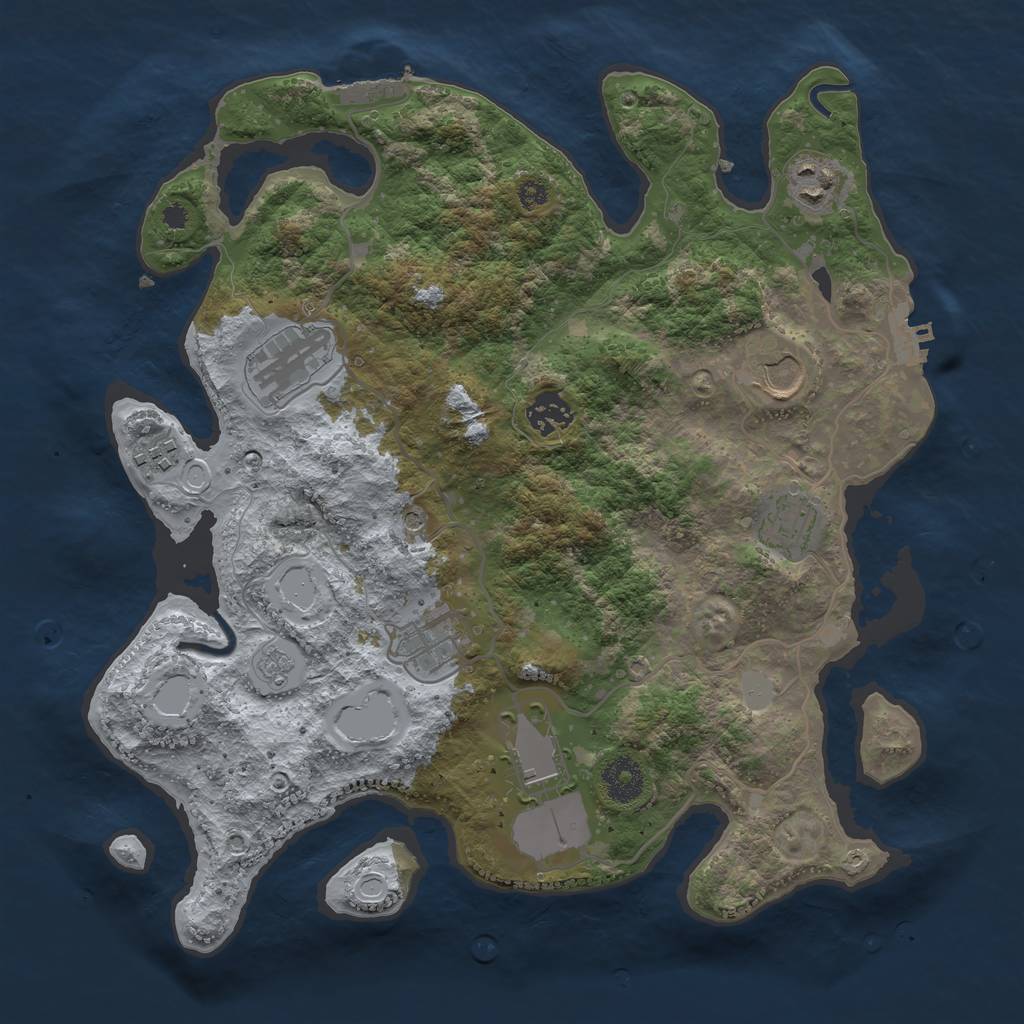 Rust Map: Procedural Map, Size: 3500, Seed: 2080855335, 17 Monuments