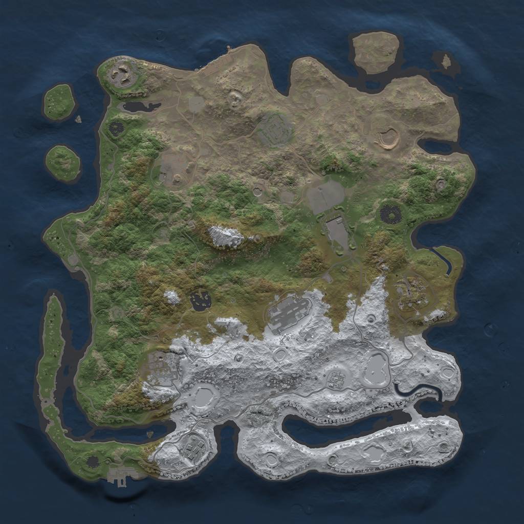 Rust Map: Procedural Map, Size: 3700, Seed: 657291188, 19 Monuments