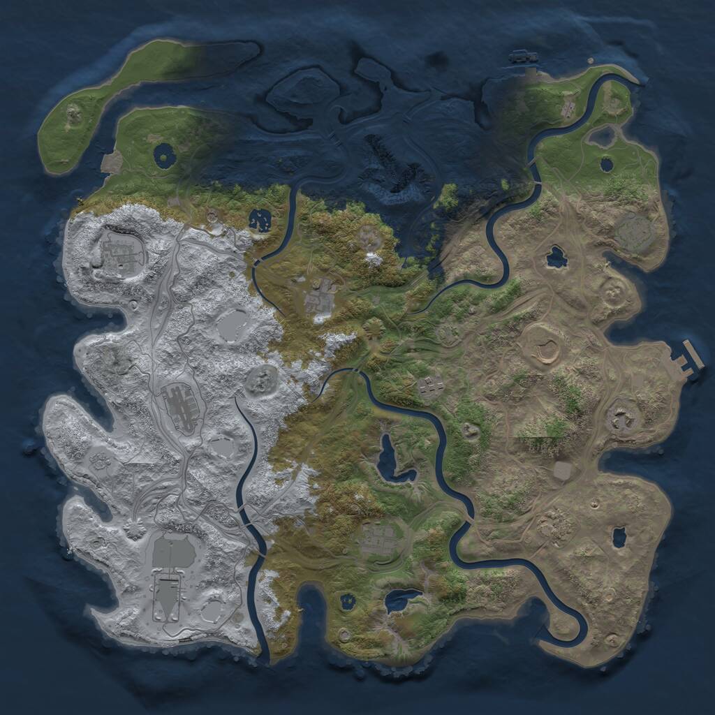 Rust Map: Procedural Map, Size: 4500, Seed: 604063259, 17 Monuments