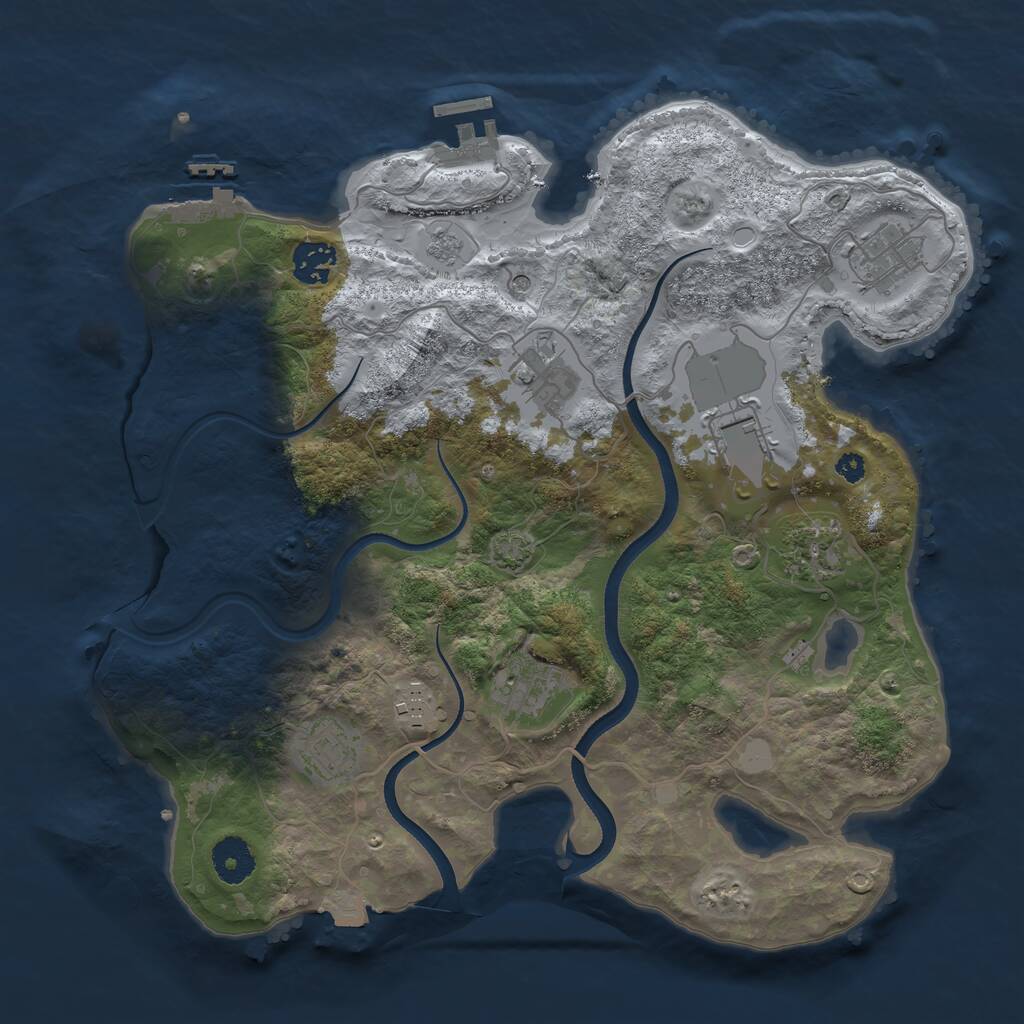 Rust Map: Procedural Map, Size: 3500, Seed: 1208044892, 14 Monuments