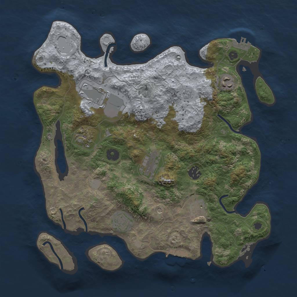 Rust Map: Procedural Map, Size: 3500, Seed: 2031454127, 14 Monuments