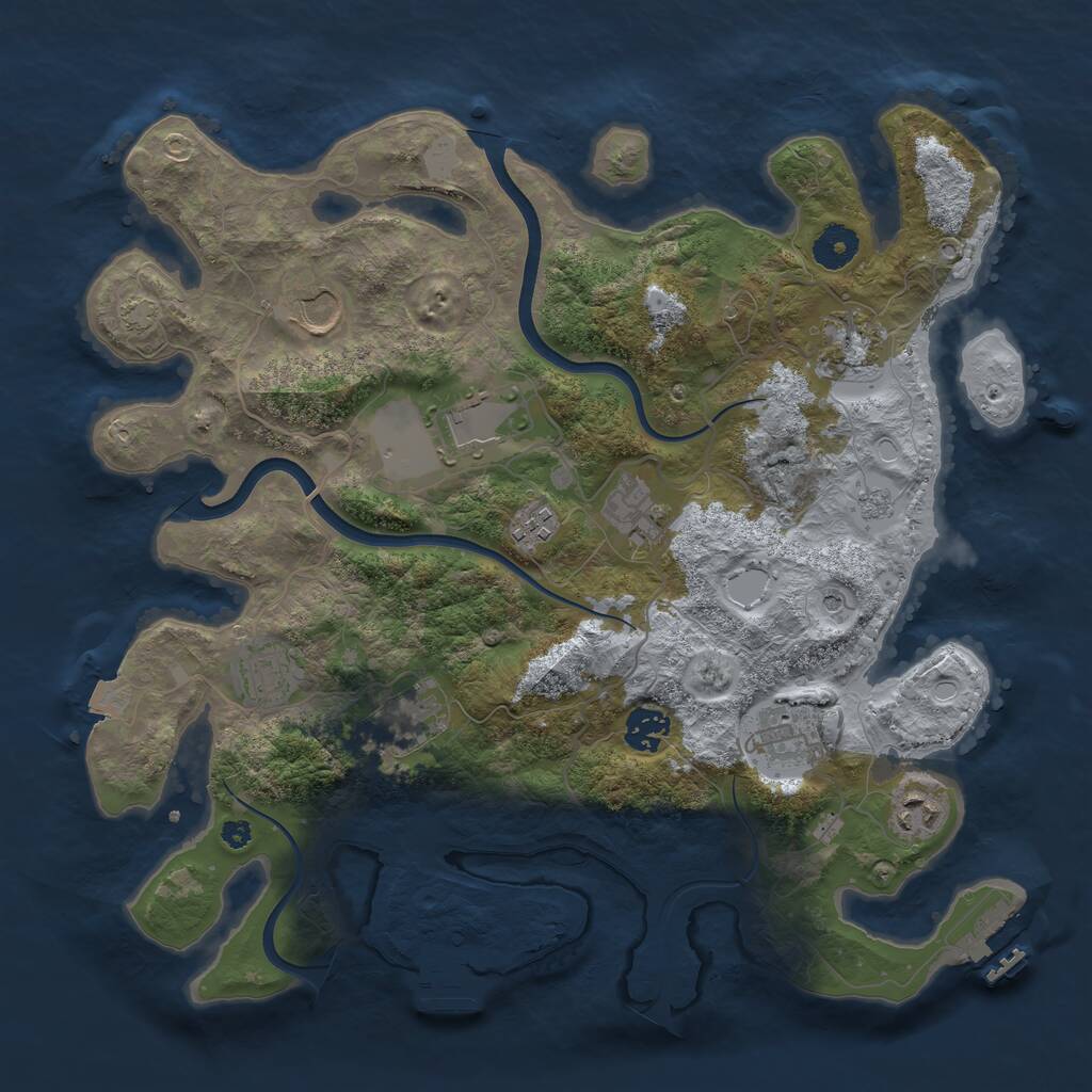 Rust Map: Procedural Map, Size: 3700, Seed: 1302115488, 16 Monuments