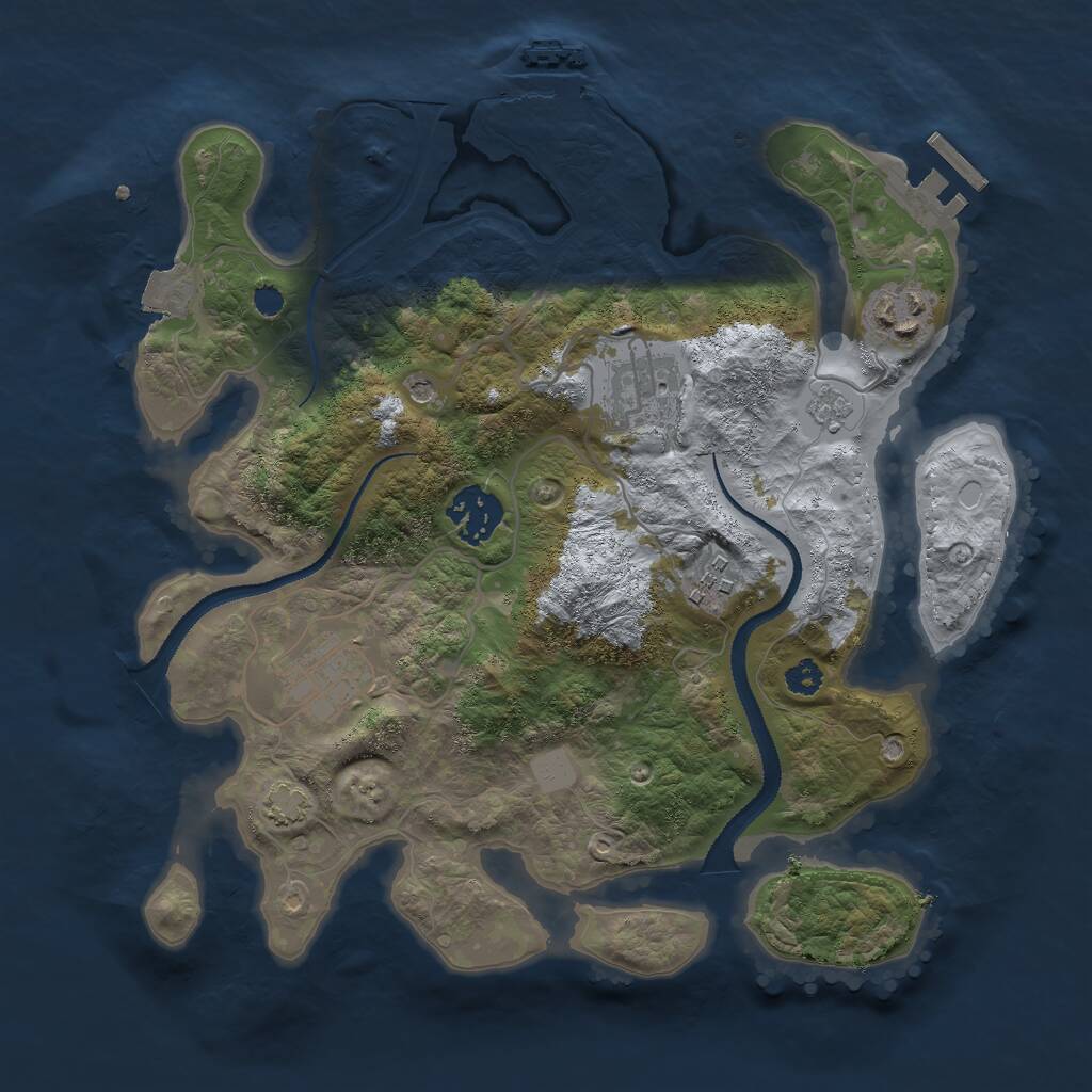 Rust Map: Procedural Map, Size: 3000, Seed: 78463453, 11 Monuments