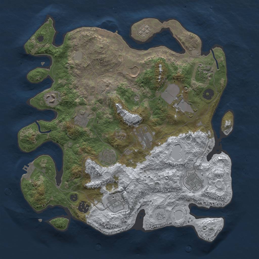 Rust Map: Procedural Map, Size: 3500, Seed: 2144339198, 20 Monuments