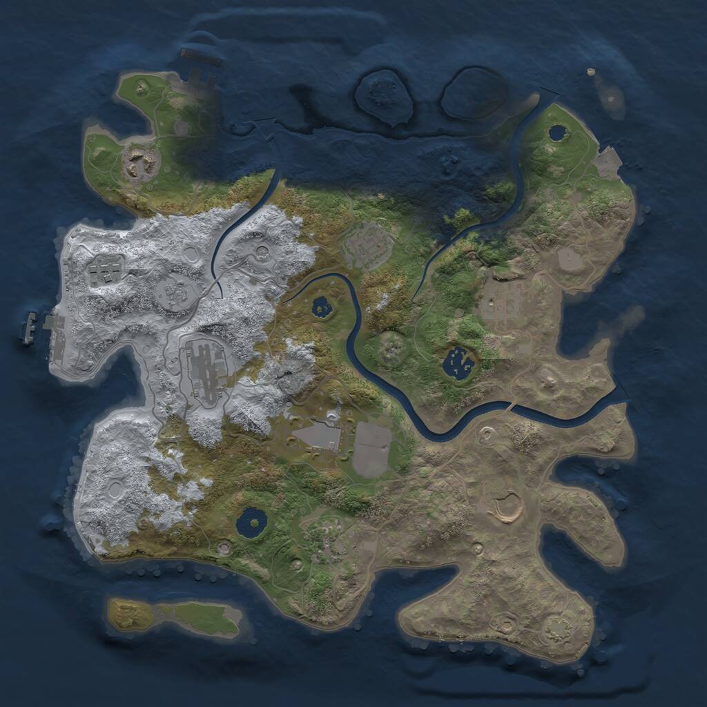 Rust Map: Procedural Map, Size: 3500, Seed: 859692561, 15 Monuments
