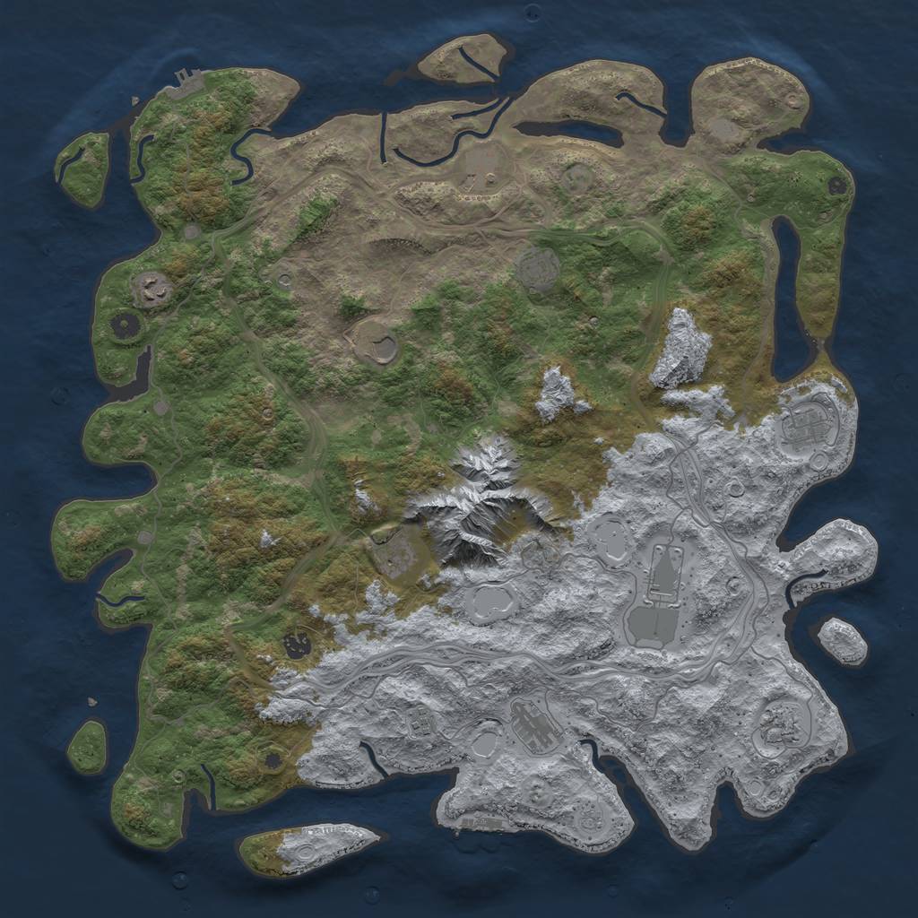 Rust Map: Procedural Map, Size: 5000, Seed: 662888524, 20 Monuments