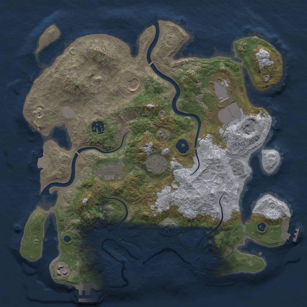 Rust Map: Procedural Map, Size: 3500, Seed: 532974137, 12 Monuments