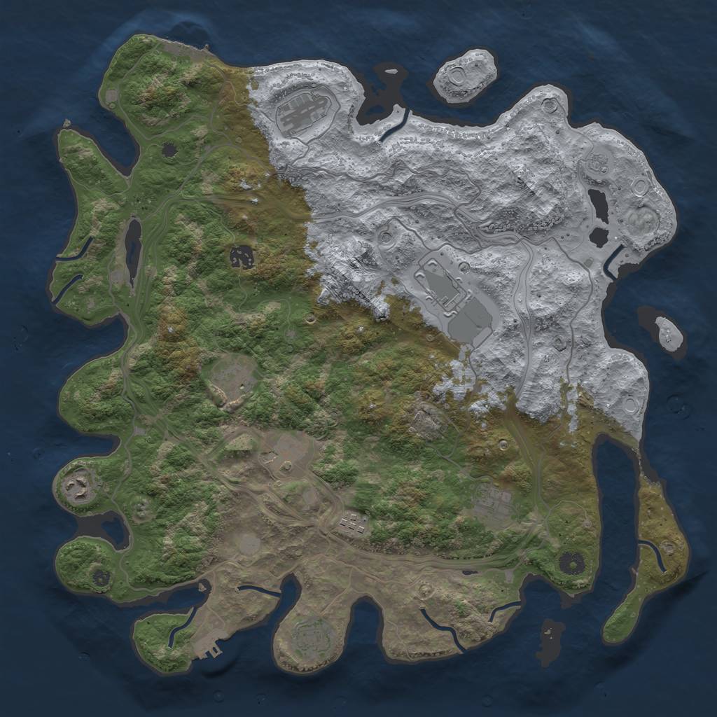 Rust Map: Procedural Map, Size: 4250, Seed: 7446996, 18 Monuments