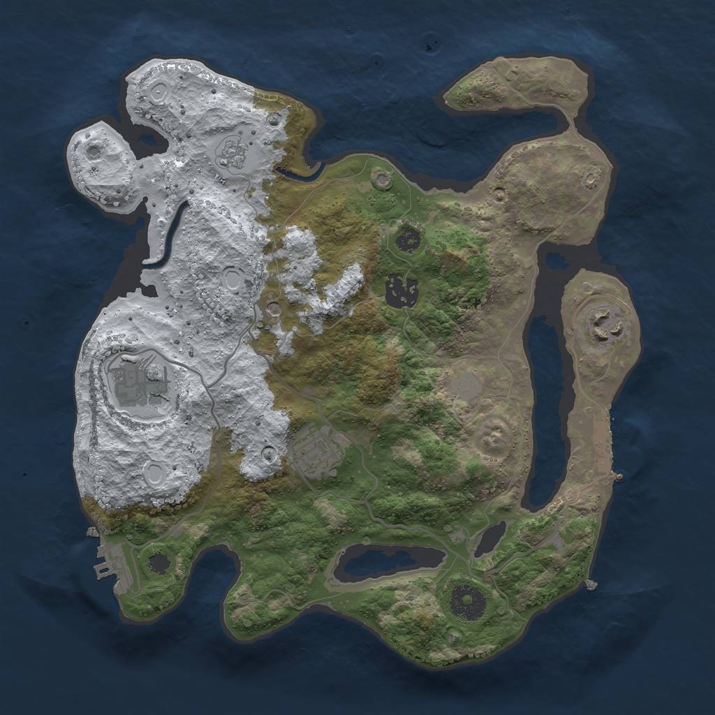 Rust Map: Procedural Map, Size: 3000, Seed: 2084455811, 13 Monuments