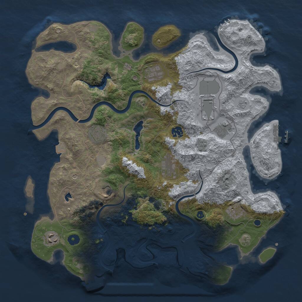 Rust Map: Procedural Map, Size: 4000, Seed: 889998, 16 Monuments