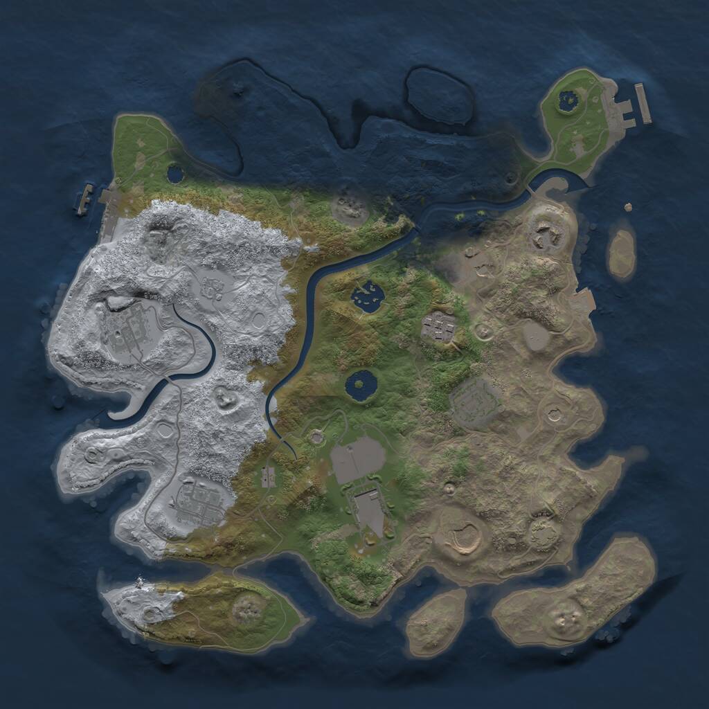 Rust Map: Procedural Map, Size: 3500, Seed: 3239852, 15 Monuments