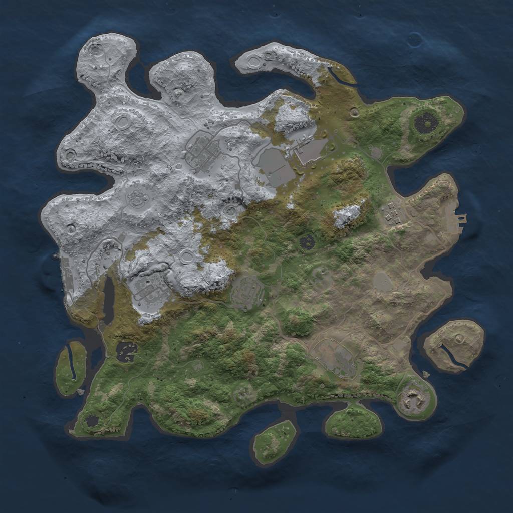 Rust Map: Procedural Map, Size: 3500, Seed: 822967165, 15 Monuments