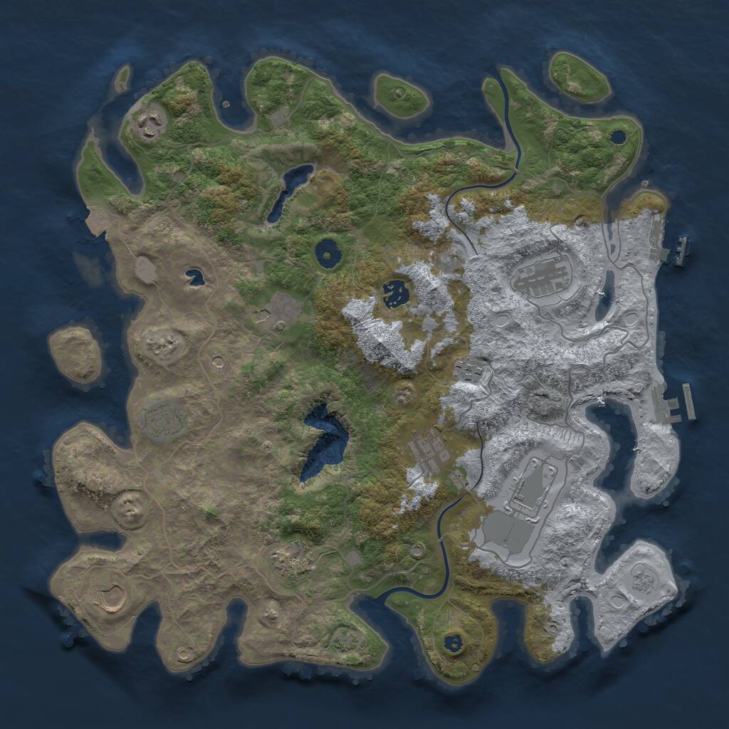 Rust Map: Procedural Map, Size: 4000, Seed: 344550090, 16 Monuments
