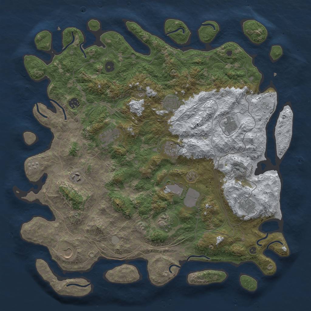 Rust Map: Procedural Map, Size: 4500, Seed: 169420503, 18 Monuments