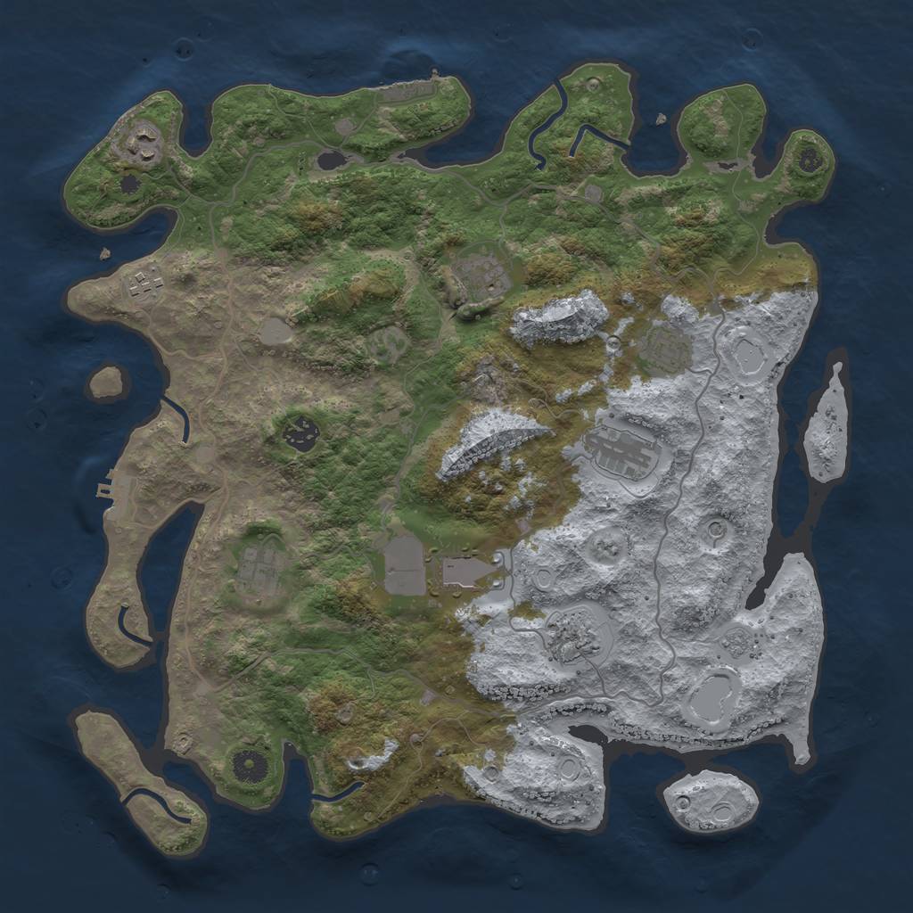 Rust Map: Procedural Map, Size: 4000, Seed: 78508876, 18 Monuments