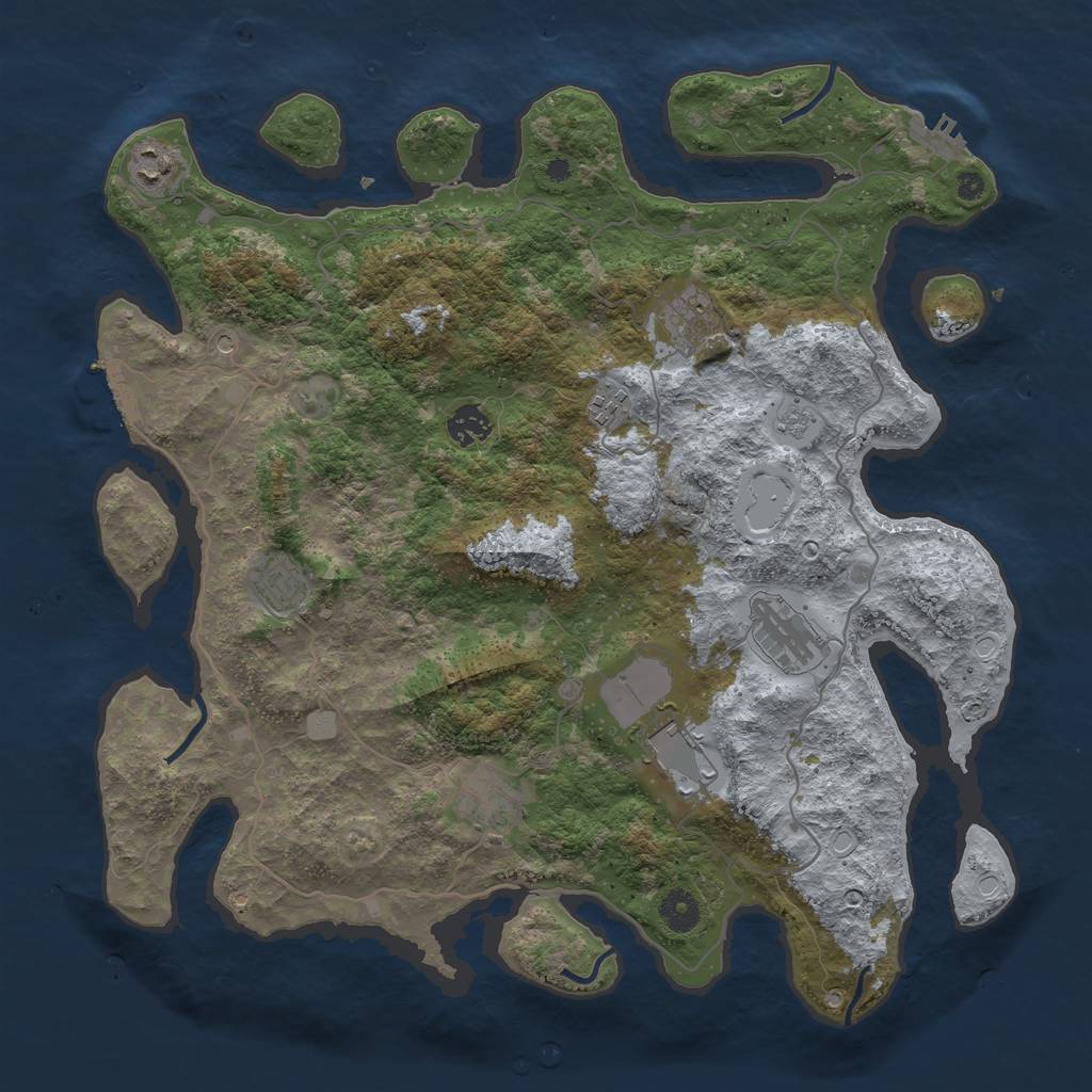 Rust Map: Procedural Map, Size: 4000, Seed: 886336, 17 Monuments