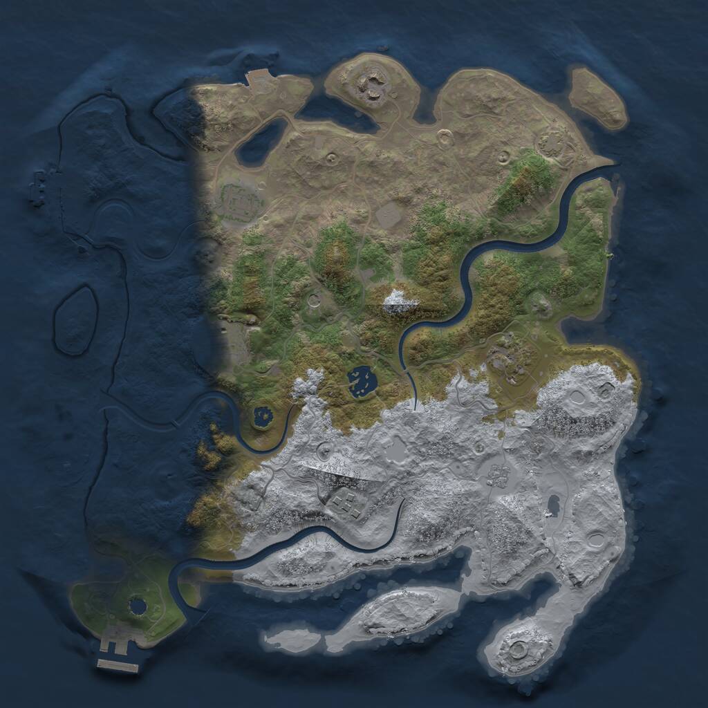 Rust Map: Procedural Map, Size: 3500, Seed: 1051703673, 12 Monuments