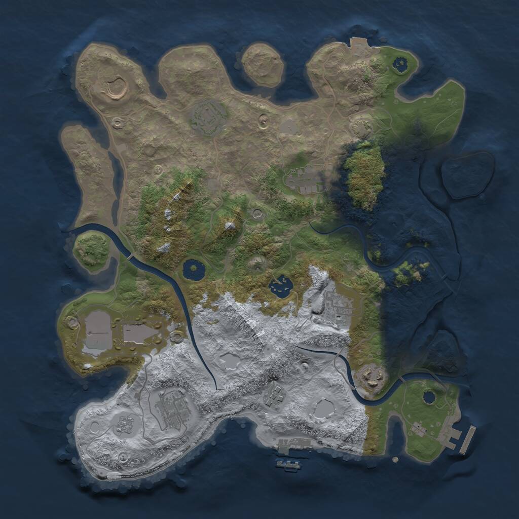 Rust Map: Procedural Map, Size: 3500, Seed: 1964297007, 15 Monuments