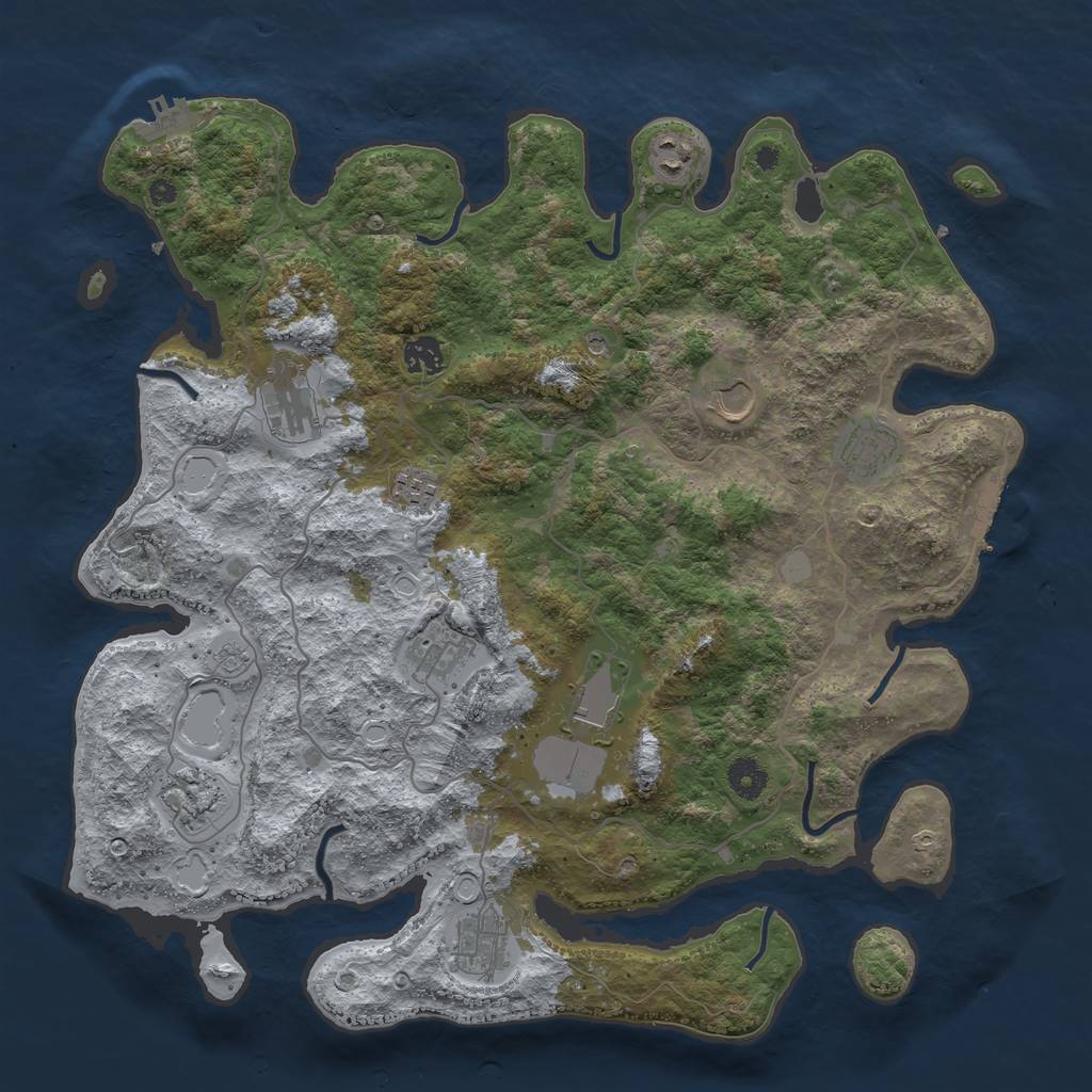 Rust Map: Procedural Map, Size: 4096, Seed: 2132923744, 19 Monuments