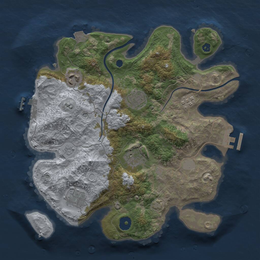Rust Map: Procedural Map, Size: 3000, Seed: 912811714, 11 Monuments