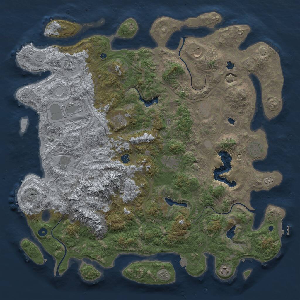 Rust Map: Procedural Map, Size: 5000, Seed: 1305622947, 16 Monuments