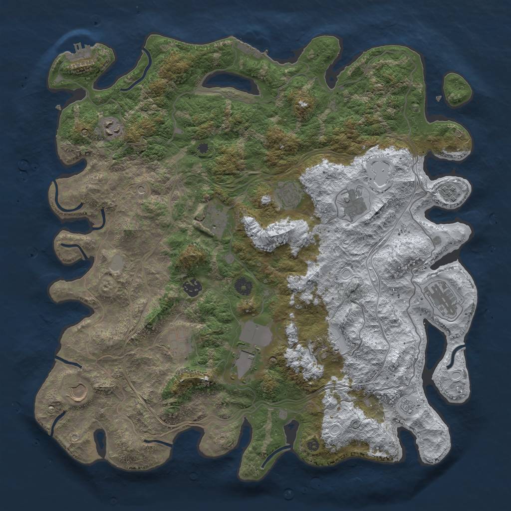 Rust Map: Procedural Map, Size: 4300, Seed: 633282, 20 Monuments
