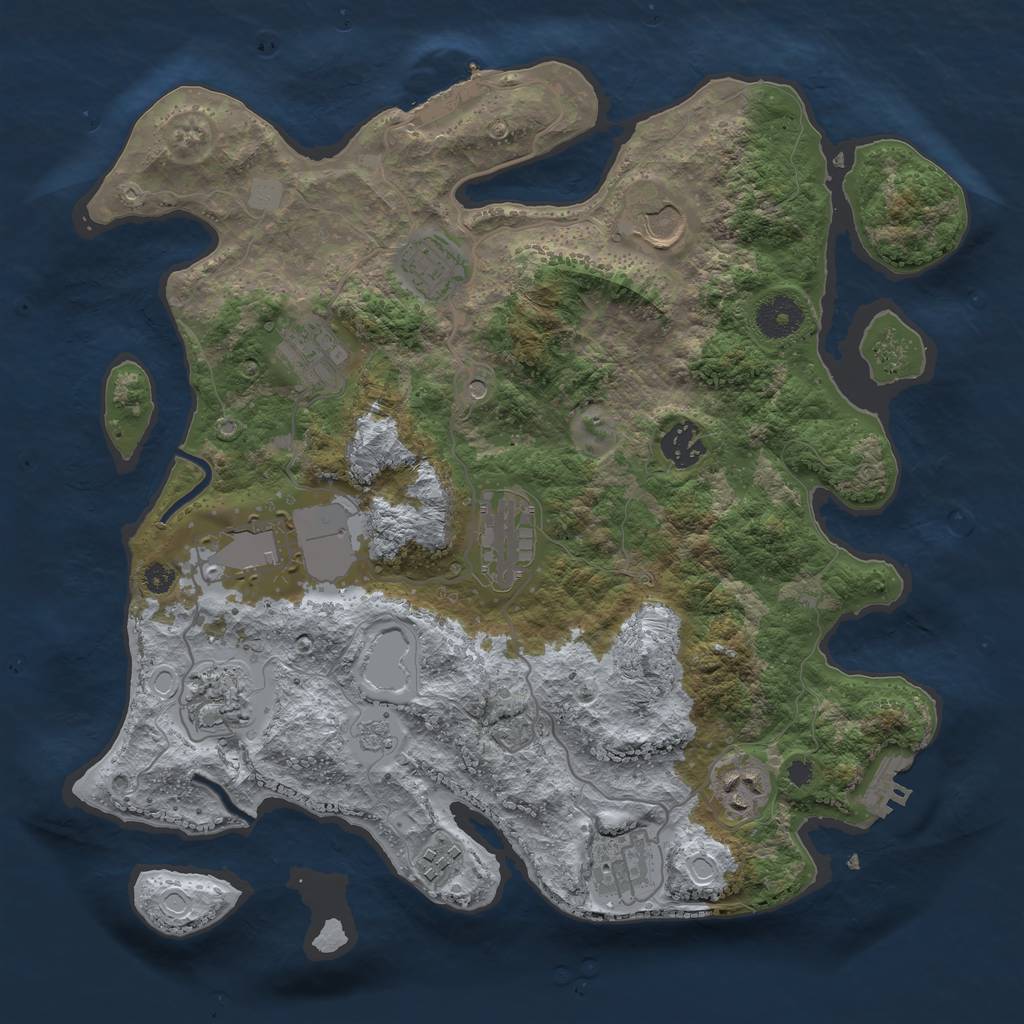 Rust Map: Procedural Map, Size: 3500, Seed: 702431684, 19 Monuments