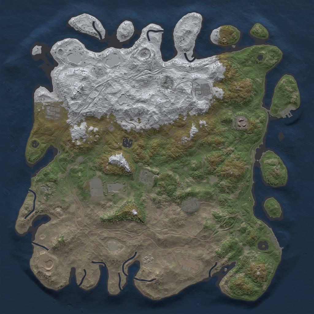 Rust Map: Procedural Map, Size: 4500, Seed: 494834568, 20 Monuments