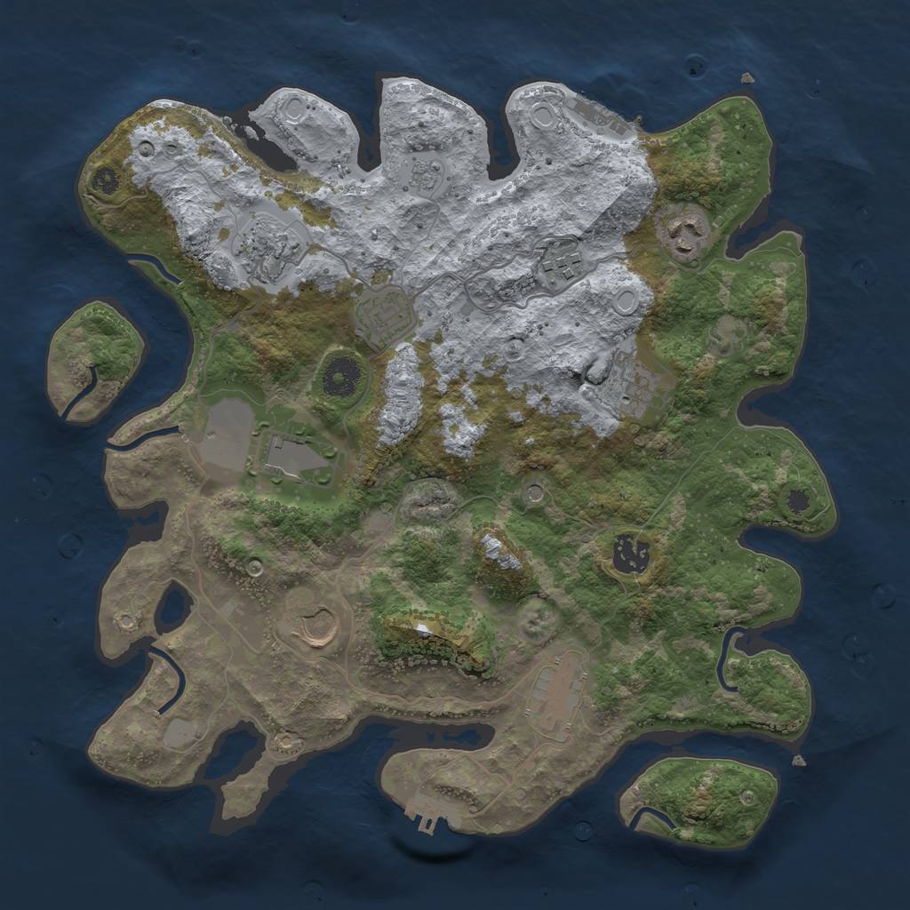 Rust Map: Procedural Map, Size: 3500, Seed: 71220, 18 Monuments