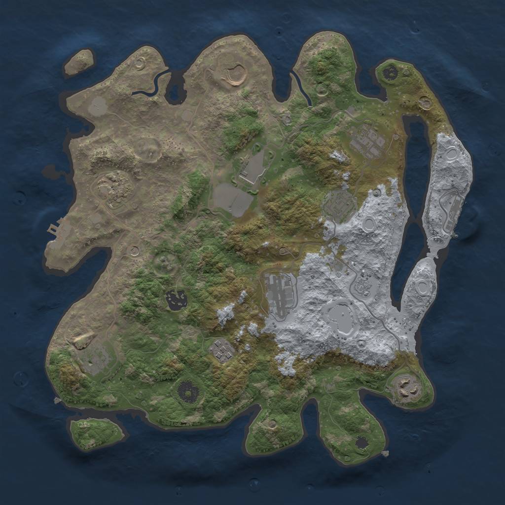 Rust Map: Procedural Map, Size: 3500, Seed: 1408937142, 19 Monuments