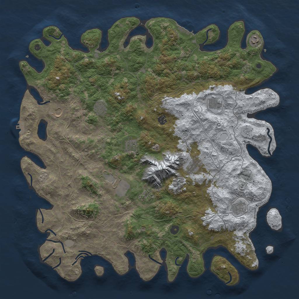 Rust Map: Procedural Map, Size: 5000, Seed: 500440, 20 Monuments