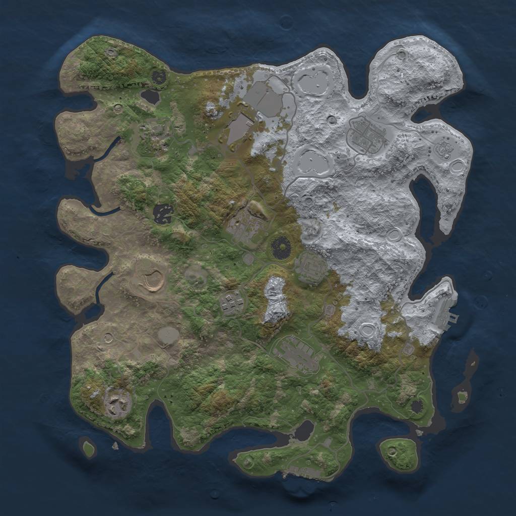 Rust Map: Procedural Map, Size: 3600, Seed: 148109573, 19 Monuments