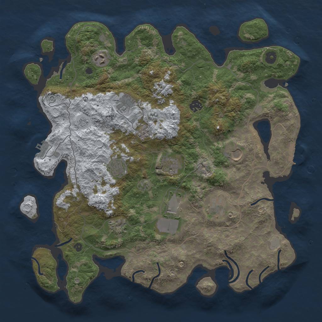 Rust Map: Procedural Map, Size: 4000, Seed: 282018, 19 Monuments