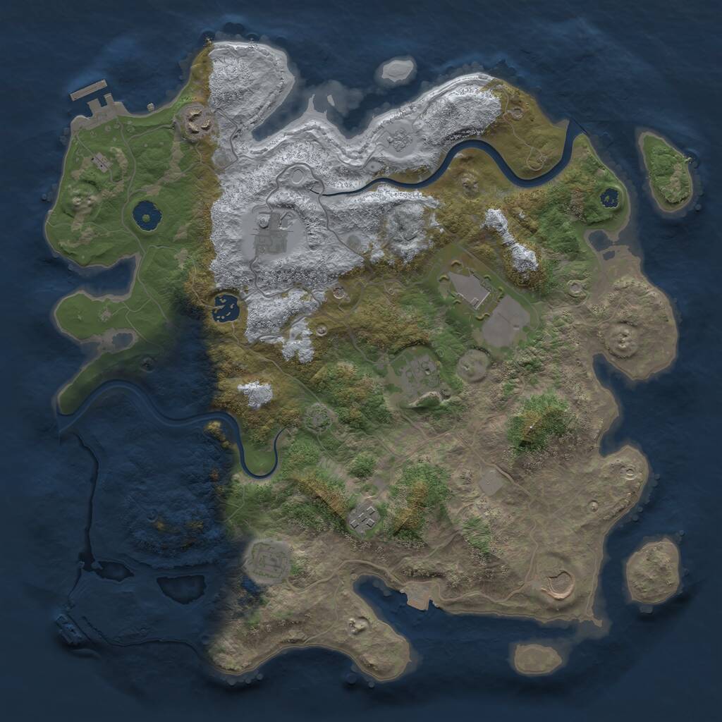 Rust Map: Procedural Map, Size: 3850, Seed: 1024552054, 14 Monuments