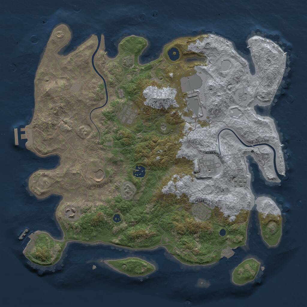 Rust Map: Procedural Map, Size: 3750, Seed: 1433012060, 14 Monuments