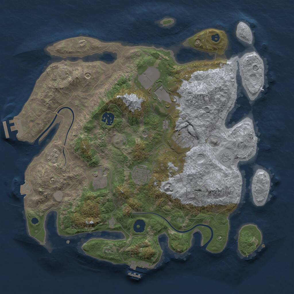 Rust Map: Procedural Map, Size: 3500, Seed: 1073008479, 12 Monuments