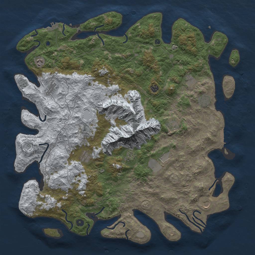 Rust Map: Procedural Map, Size: 5000, Seed: 859692561, 20 Monuments