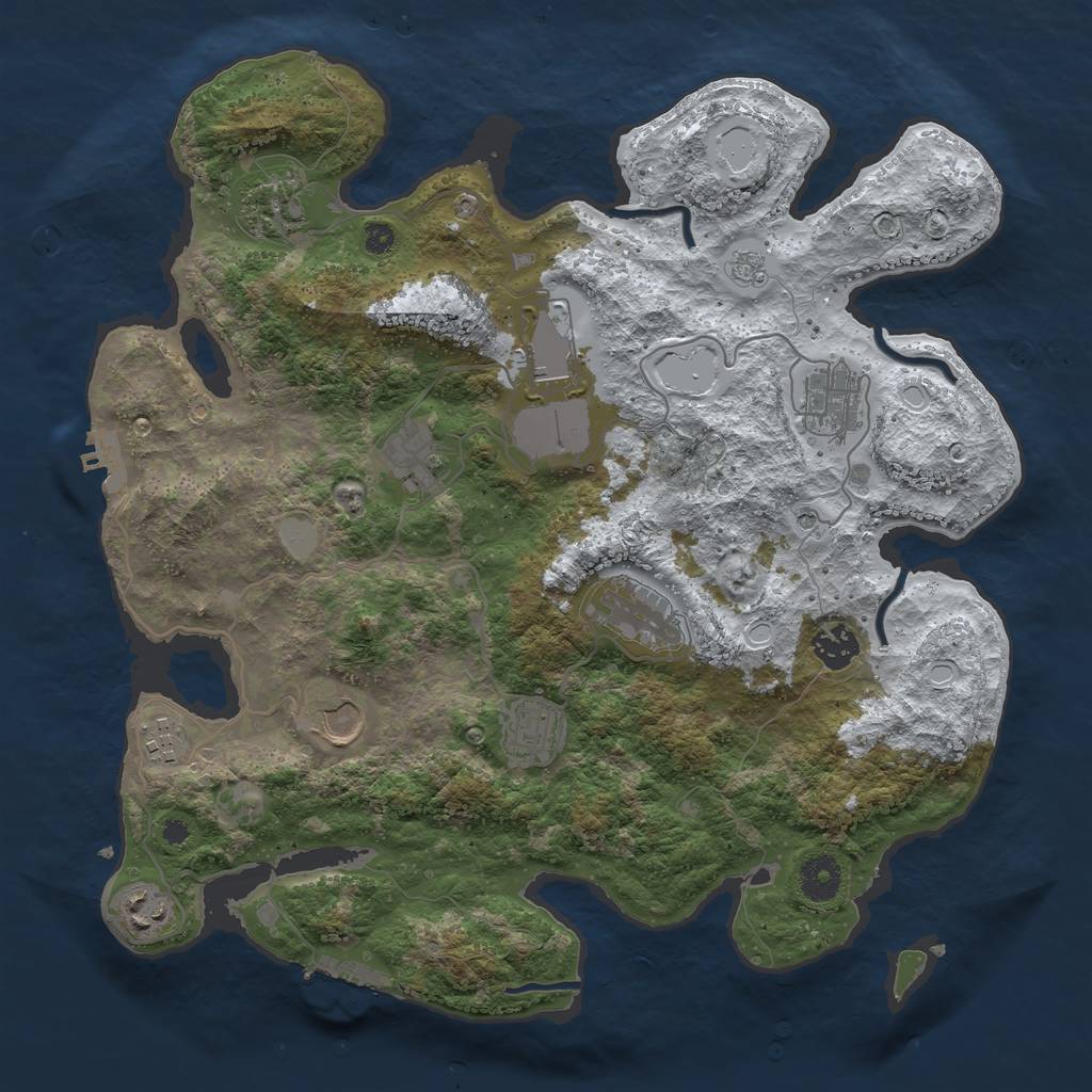 Rust Map: Procedural Map, Size: 3700, Seed: 491289992, 19 Monuments