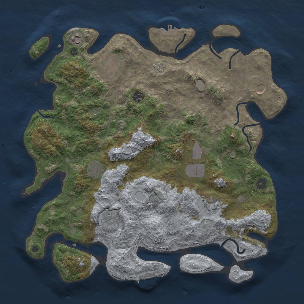 Rust Map: Procedural Map, Size: 4100, Seed: 7930, 18 Monuments