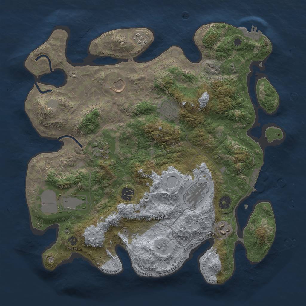 Rust Map: Procedural Map, Size: 3500, Seed: 1058981542, 17 Monuments