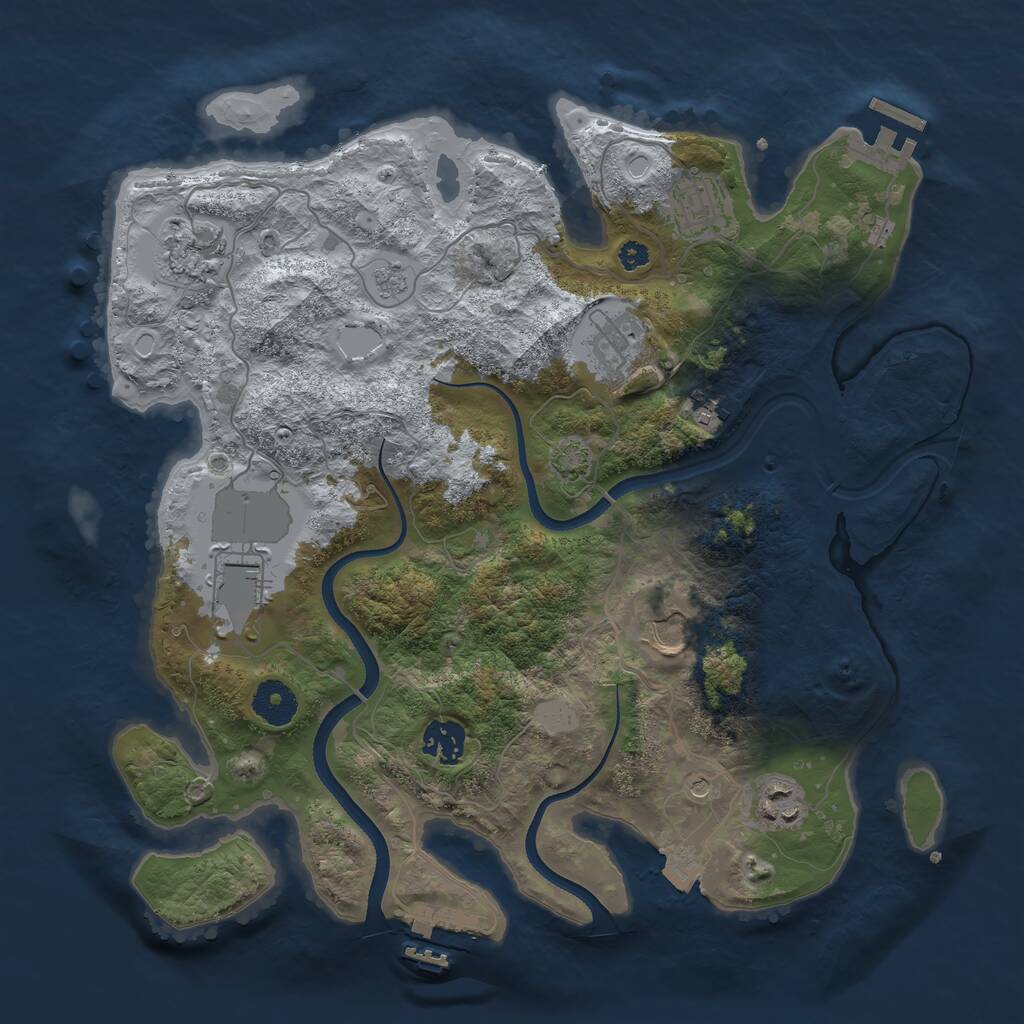 Rust Map: Procedural Map, Size: 3500, Seed: 1407622254, 14 Monuments