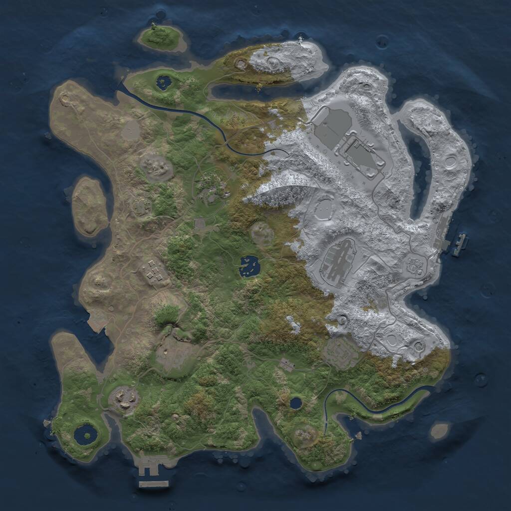 Rust Map: Procedural Map, Size: 3500, Seed: 8631, 14 Monuments