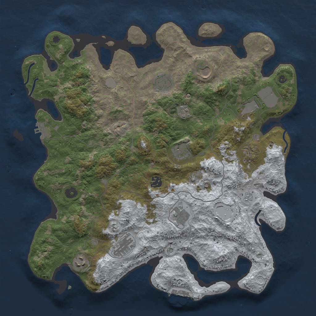 Rust Map: Procedural Map, Size: 4000, Seed: 65842179, 19 Monuments