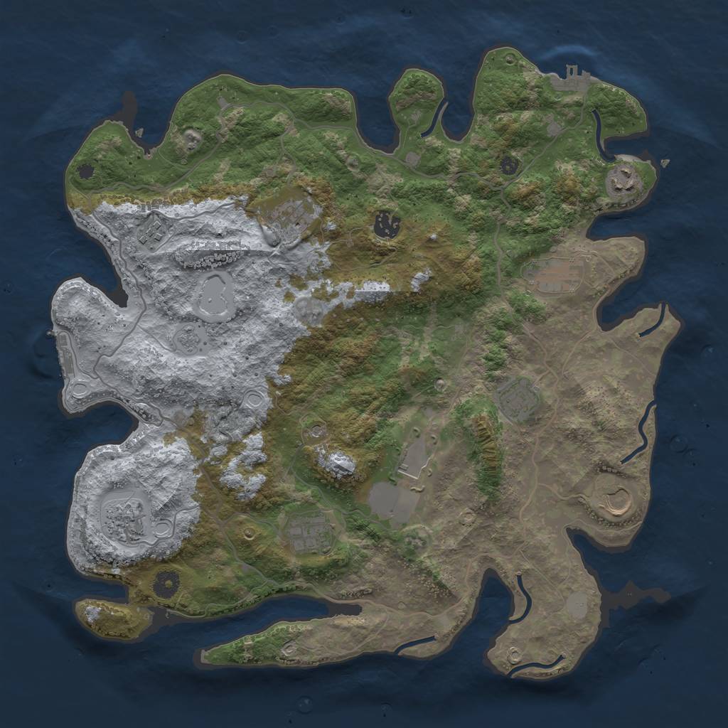 Rust Map: Procedural Map, Size: 4000, Seed: 120641934, 17 Monuments