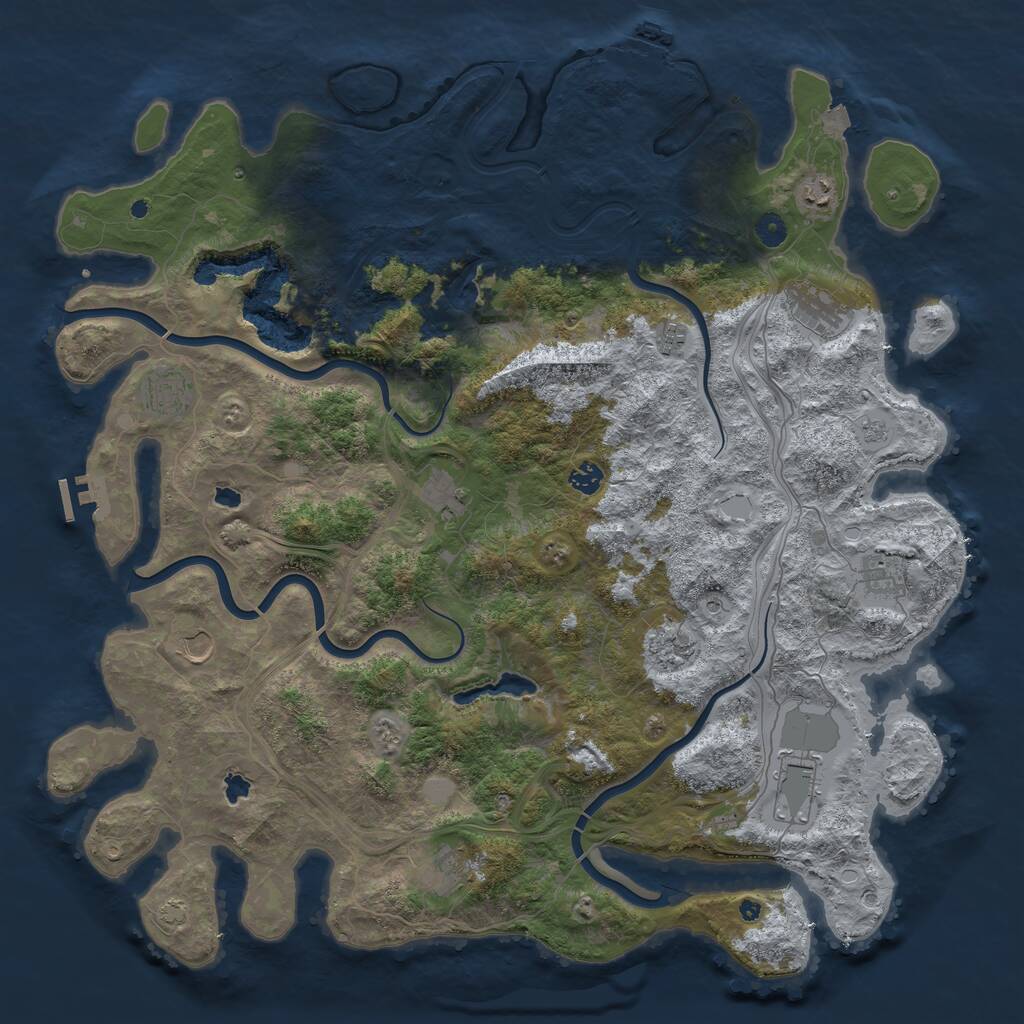 Rust Map: Procedural Map, Size: 4800, Seed: 409345985, 17 Monuments